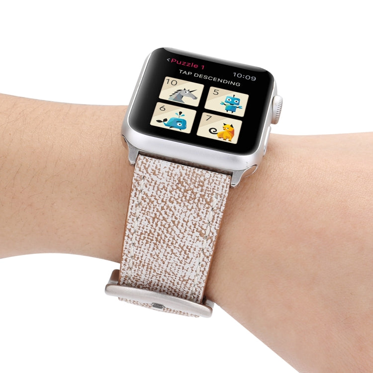 For Apple Watch Ultra 49mm&Watch Ultra 2 49mm / Series 10 46mm / 9&8&7 45mm / SE 3&SE 2&6&SE&5&4 44mm / 3&2&1 42mm Simple Fashion Genuine Leather Cowboy Pattern Watch Band, 42mm