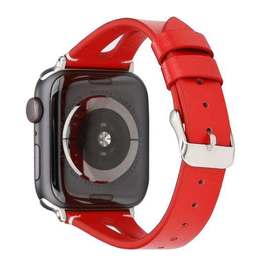 Bracelet de montre en cuir en V simple pour Apple Watch Series 7 41 mm / 6 & SE & 5 & 4 40 mm / 3 & 2 & 1 38 mm