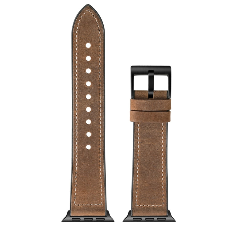 Crazy Horse Texture TPU + Stainless Steel Watch Band for Apple Watch Series 7 45mm / 6 & SE & 5 & 4 44mm / 3 & 2 & 1 42mm, 44mm