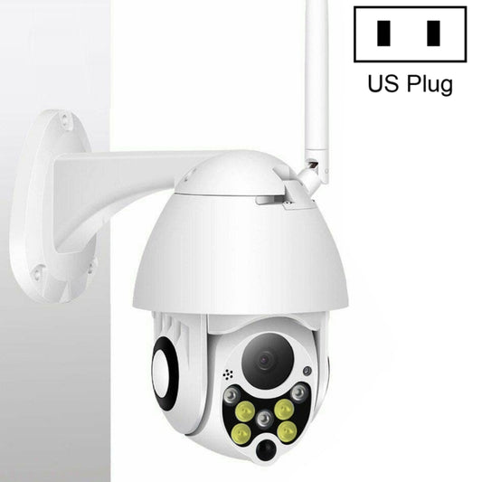 Caméra de surveillance sans fil HD PTZ, caméra dôme réseau étanche IP66 pour la sécurité domestique extérieure, prend en charge la vision nocturne et la détection de mouvement et la carte TF, prise américaine, 2,0 MP