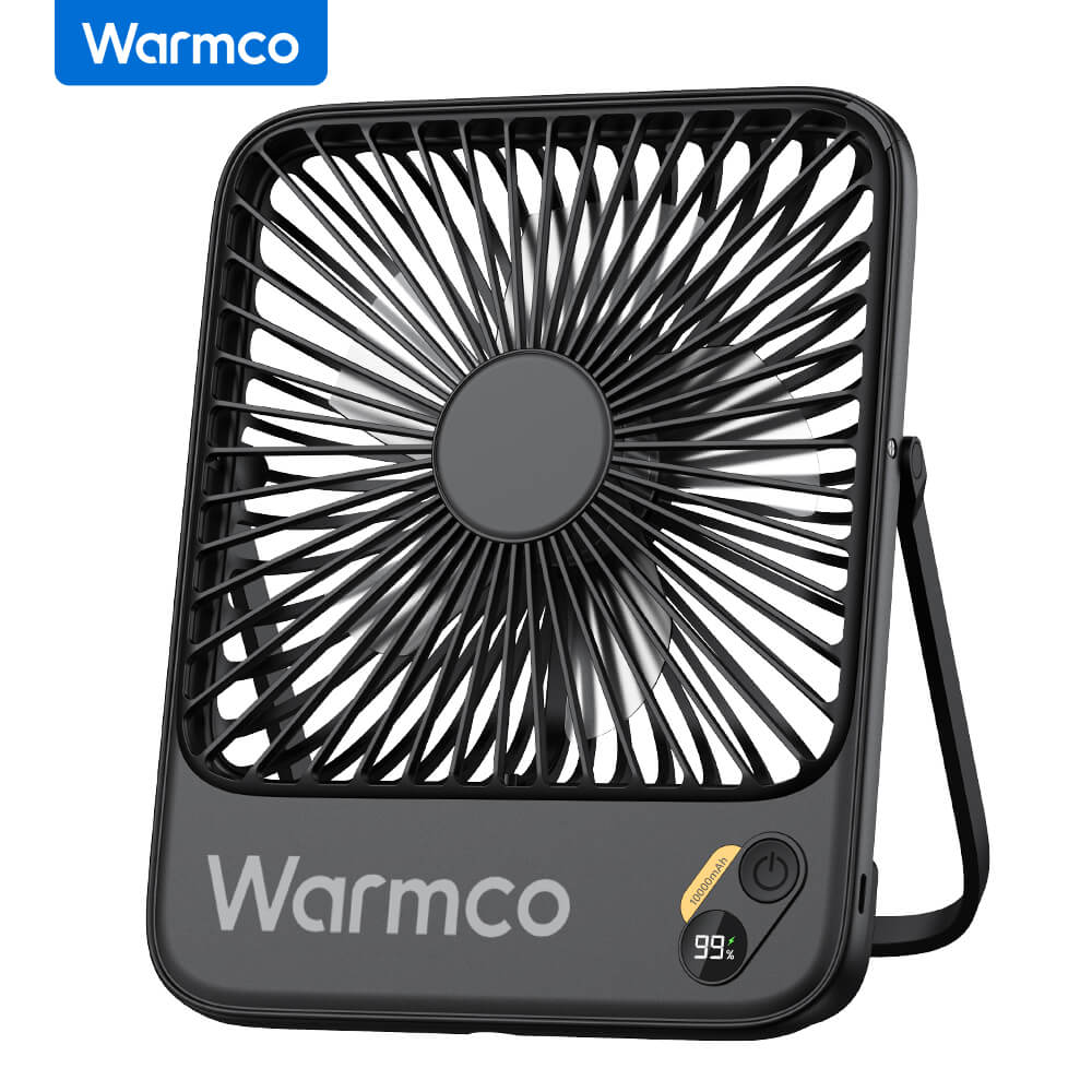 US Warehouse | Warmco 10000mAh Portable 7-Inch Travel Fan – Ultra-Thin Battery Operated Mini Desk Fan with Digital Display, 10–24H Runtime, for Bedroom, Camping, Cruise Essentials & Outdoor Use
