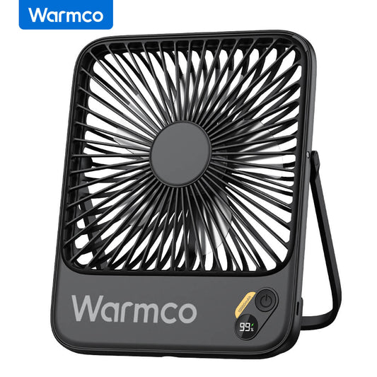 US Warehouse | Warmco 10000mAh Portable 7-Inch Travel Fan – Ultra-Thin Battery Operated Mini Desk Fan with Digital Display, 10–24H Runtime, for Bedroom, Camping, Cruise Essentials & Outdoor Use