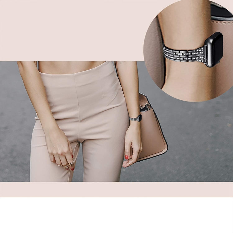 Colorful Diamond Stainless Steel Watch Band for Apple Watch Series 7 41mm / 6 & SE & 5 & 4 40mm / 3 & 2 & 1 38mm