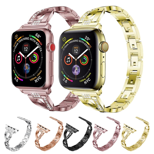 Colorful Diamond Stainless Steel Watch Band for Apple Watch Series 7 45mm / 6 & SE & 5 & 4 44mm / 3 & 2 & 1 42mm