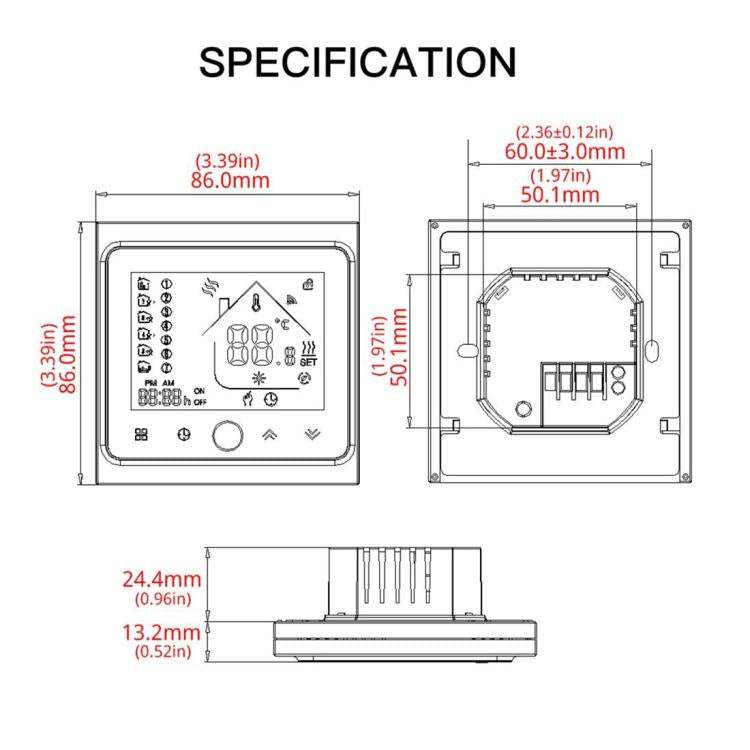 BHT-002GCLW 3A Load Water / Gas Boiler Type LCD Digital Heating Room Thermostat with Time Display, WiFi Control