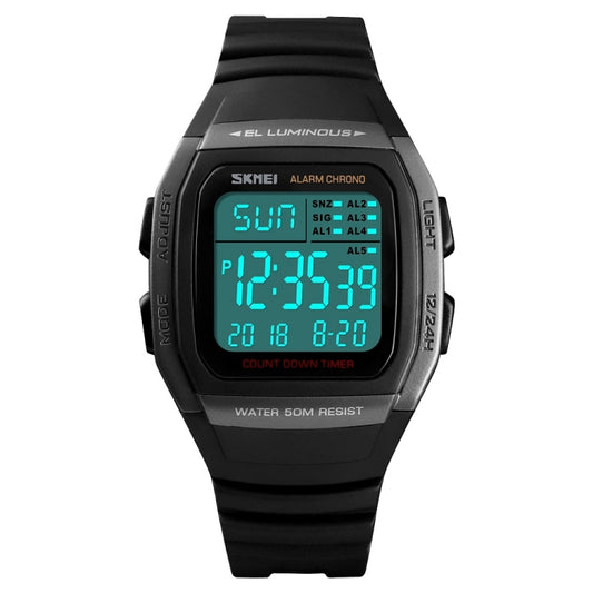 SKMEI 1278 Montre Digitale de Sport Etudiante Etanche 50m, 5 Alarmes (Titane), SKMEI 1278