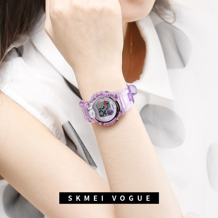 SKMEI 1450 Montre digitale transparente pour femme Étanchéité 50 m Montre de sport avec lumière LED