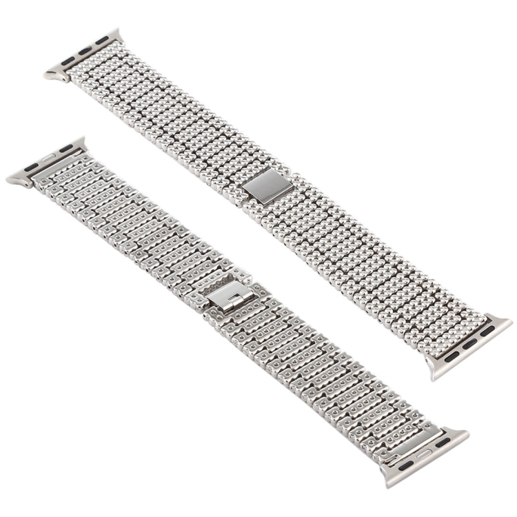 Für Apple Watch Ultra 49mm&Watch Ultra 2 49mm / Series 10 46mm / 9&8&7 45mm / SE 3&SE 2&6&SE&5&4 44mm / 3&2&1 42mm Neun-Perlen-Armband aus Edelstahl, Für Apple Watch Series 7 45mm / 6 & SE & 5 & 4 44mm / 3 & 2 & 1 42mm