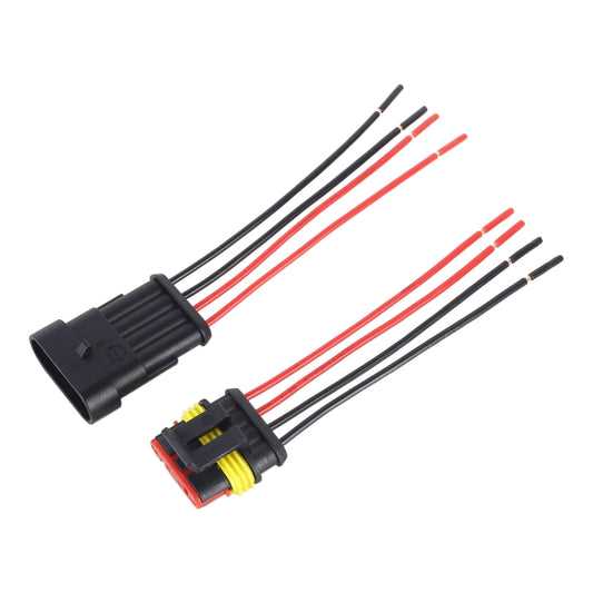 10pcs 3P Car Waterproof Plug Car Connector Plug-In, Length:10cm, 4P