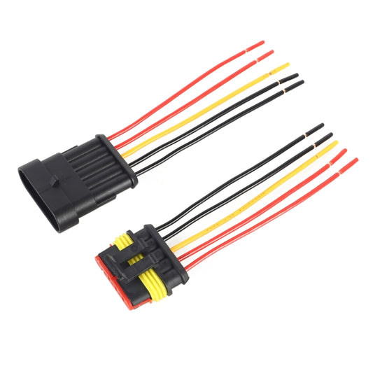 10pcs 4P Car Waterproof Plug Car Connector Plug-In, Length:10cm, 5P