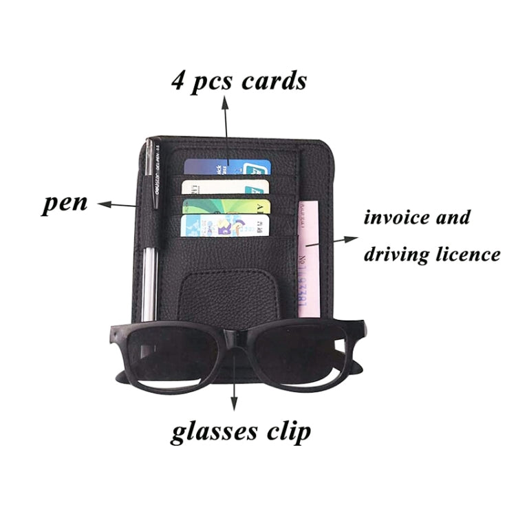 Multifunctional Car Litchi Pattern Glasses Holder Sun Visor Bill Holder, Glasses Holder