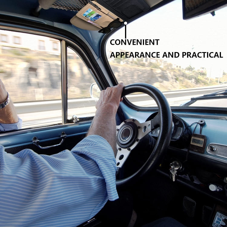 Multifunctional Car Litchi Pattern Glasses Holder Sun Visor Bill Holder, Glasses Holder