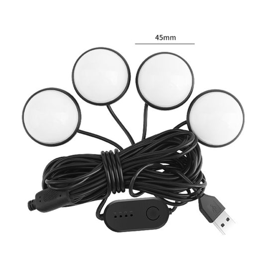 Car 4 in 1 USB RGB Foot Colorful LED Atmosphere Light, Colorful