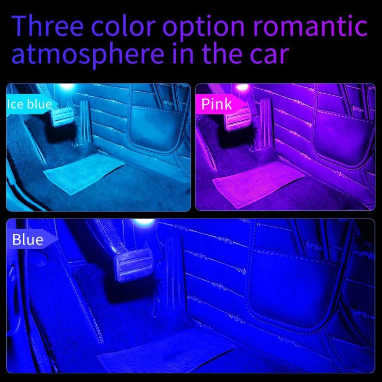 Car 4 in 1 USB RGB Foot LED Atmosphere Light, Ice Blue Light, Pink Light, White Light