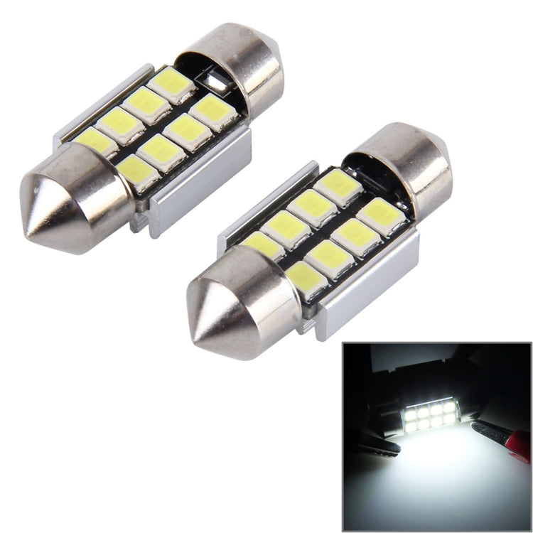 2 PCS 31mm Festoon 3W 300LM White Light 8 LED 3528 SMD Canbus Error-Free Car Reading Lamps, DC 12, 31mm