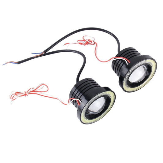 3.0 inch DC 12V 10W 900LM 6500K Car Angel Eyes Fog Lamp Foglight(White Light + White Light), 3.0 inch