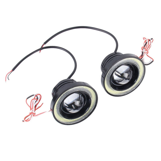 3.5 inch DC 12V 10W 900LM 7000K Car Angel Eyes Fog Lamp Foglight(White Light + White Light), 3.5 inch