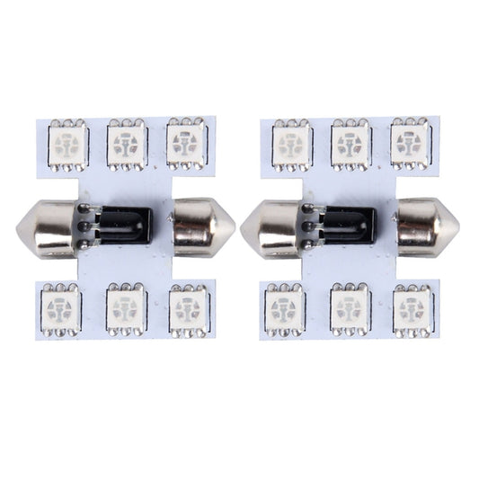 2 PCS Colorful 31MM Bicuspid Remote Control Car Dome Lamp LED Reading Light with 6 LED Lights, 31MM 6 LED Lights