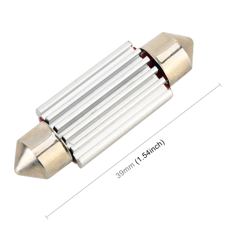 2 PCS DC 12V 2W 39MM 4014 Bicuspid Port No Decoding Car Dome Lamp LED Reading Light with 10 LED Lights, 39MM