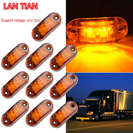 10 PCS Feux de gabarit latéraux LED Piranha pour voiture camion remorque, Couleur de la lumière: Jaune, Jaune, Lumière blanche