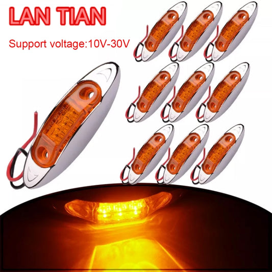 10 PCS DC 10-30V Car Truck Trailer Piranha 3-LED Side Marker Indicator Lights Bulb Lamp, Light Color: Yellow, 10 PCS Yellow Light