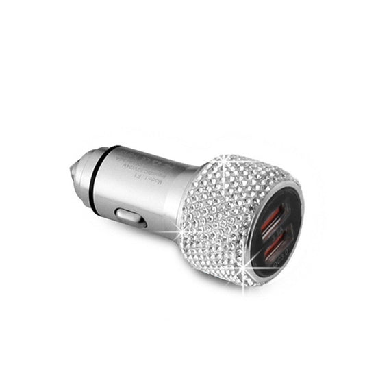 Auto-Diamant-Aluminiumlegierung QC3.0 Dual-USB-Schnellladegerät, QC3.0