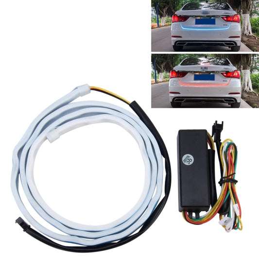 1.5m Car Auto Waterproof Universal Four Color Rear Flowing Light Tail Box Lights with Tail Light Controller, Ice Blue Light Driving Light, White Light Reversing Light, Red Light Brake Light, Yellow Light Turn Signal Light, LED Lamp Strip Tail Decoratio...