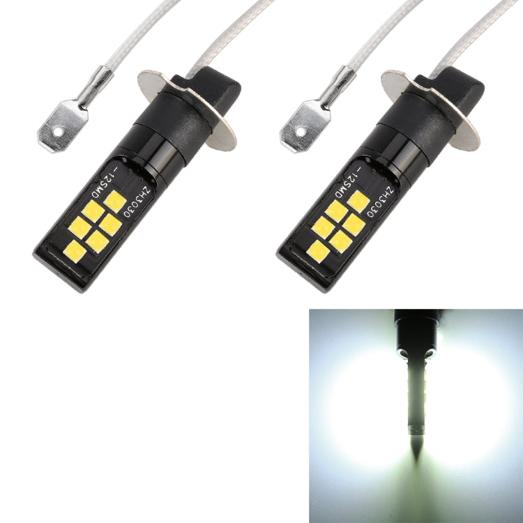 2 PCS H3 DC9-16V / 3.5W / 6000K / 320LM Car Auto Fog Light 12LEDs SMD-ZH3030 Lamps, with Constant Current, H3