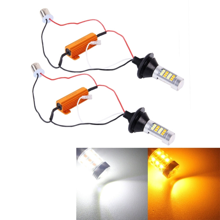 2 PCS 1156/BA15S/BAU15S 10W 1000 LM 6000K White + Yellow Light DRL&Turn Light with 42 SMD-2835-LED Lamp,DC 12-24V, 1156 42 SMD-2835-LED Lamp