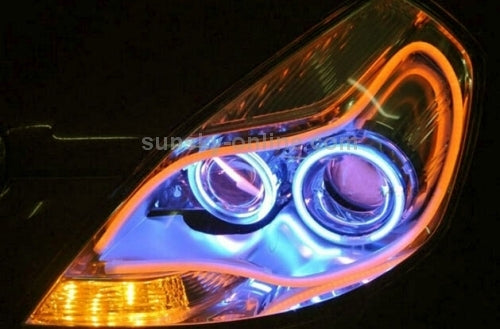 2 PCS 12V Car Daytime Running Lights Soft Article Lamp, White + Yellow Light, Length: 85cm, 85cm
