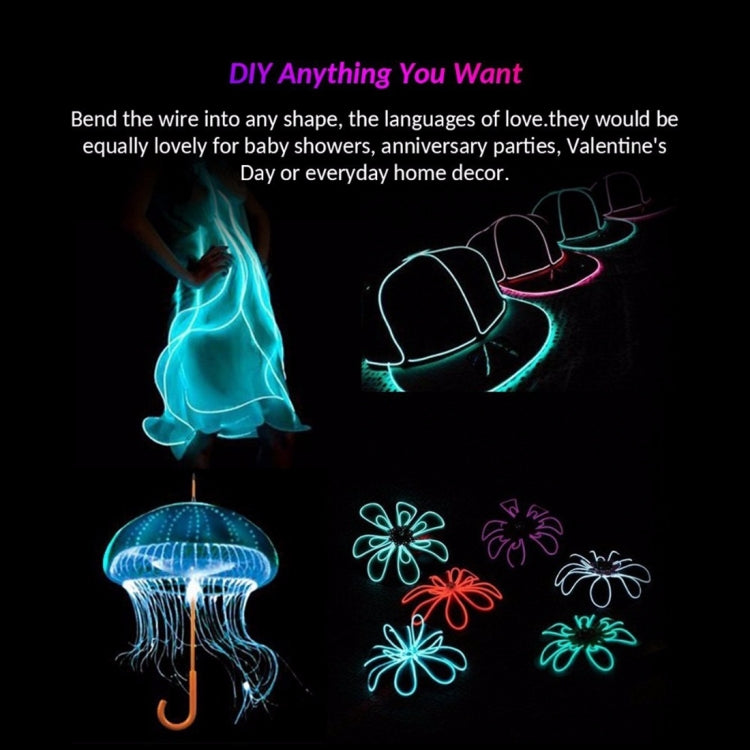YouOKLight Neon EL Cold Round Flexible Strip Light with 3V Battery Box for Dance Party Car Decoration, Length: 3m, 3M Blue Light, 3M Grenn Light, 3M Red Light