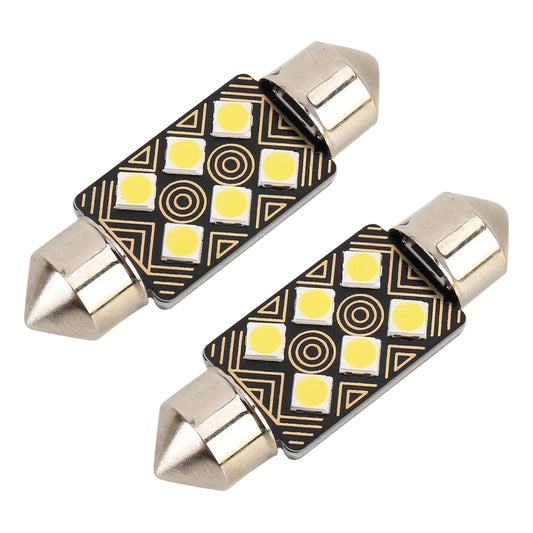 2 PCS 36mm DC12V / 1.5W / 6000K / 110LM 6LEDs SMD-3030 Car Reading Lamp Dome Light, with Decoder, 36mm