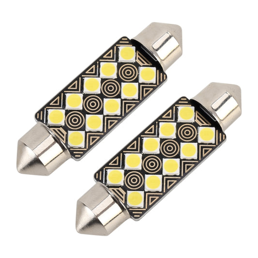 2 PCS 41mm DC12V / 1.5W / 6000K / 110LM 10LEDs SMD-3030 Car Reading Lamp Dome Light, with Decoder, 41mm