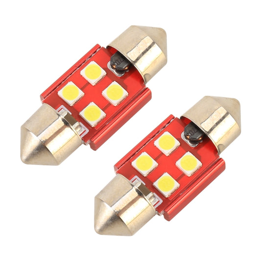 2 PCS 31mm DC12V / 1.6W / 6000K / 130LM 4LEDs SMD-3030 Car Reading Lamp, 31mm