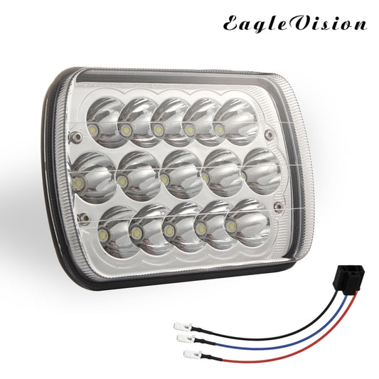 7 inch 5X7 H4 15W DC 9-30V 1500LM IP67 Car Truck Off-road Vehicle LED Work Lights / Headlight, with 15LEDs Lamps