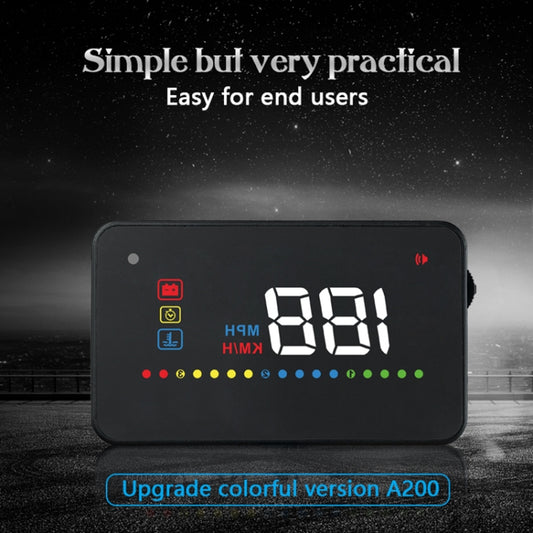 A200 OBD2 3.5 inch Vehicle-mounted Head Up Display Security System, Support Car Speed / Engine Revolving Speed Display / Water Temperature / Voltage, A200