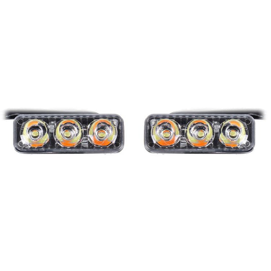 2 PCS DC 12V 6W 400 LM 6000K Tri Circular Car DRL&Turn Light(White Light + Yellow Light), Cable Length: 50cm, DC 12V 6W 400 LM 6000K