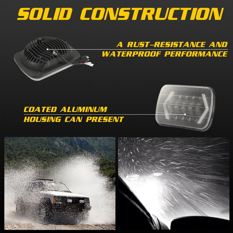 7 inch H4 DC 9V-30V 3000LM 6000K 30W IP67 8LED Lamp Beads Car Square Shape LED Headlight Lamps for Jeep Wrangler, Square Shape