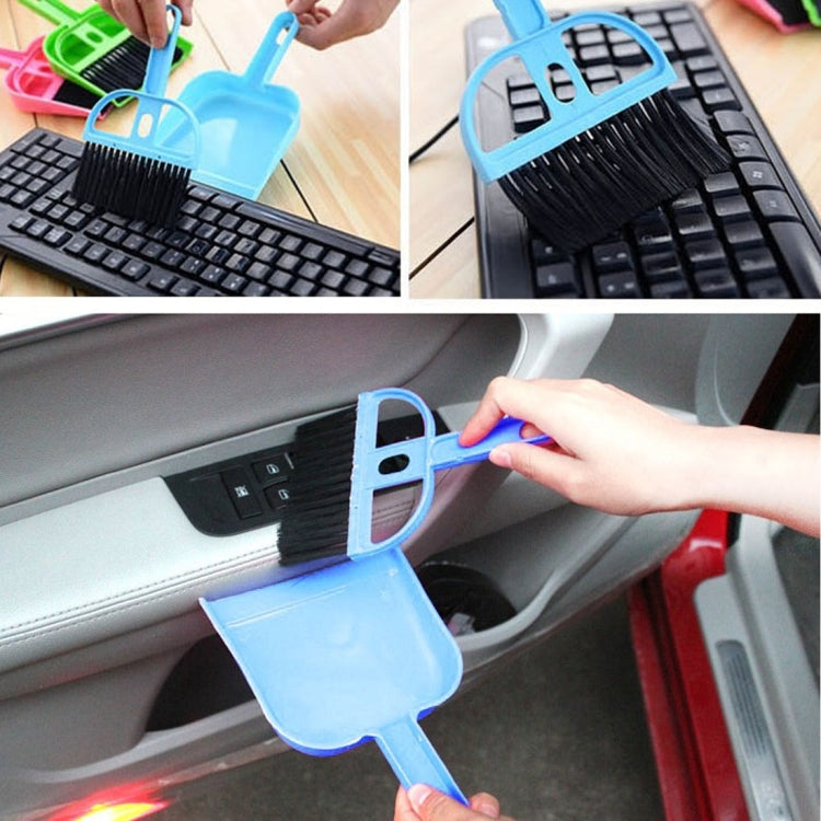 Mini Desktop Car Keyboard Sweep Cleaning Brush Small Broom Dustpan Set, 1 Set (Blue)
