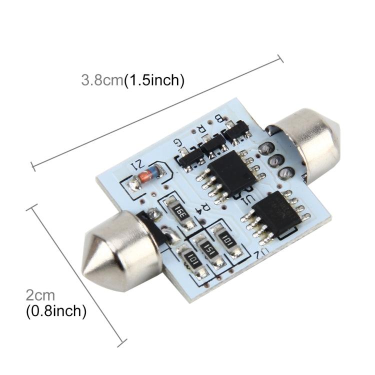 2 PCS Colorful 36MM Bicuspid Remote Control Car Dome Lamp LED Reading Light with 6 LED Lights, Car Dome Lamp