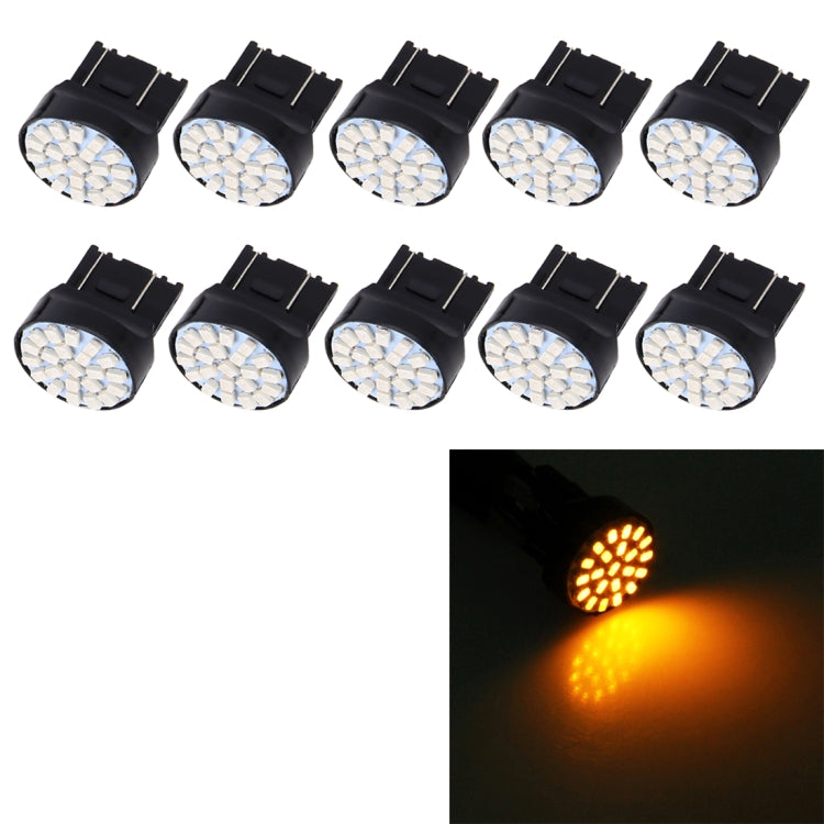 10 PCS T20/7443 Car Auto Lamp 1.2W 22-SMD 1206 LED Bulbs Brake Light, T20/7443 Red Light, T20/7443 Yellow Light