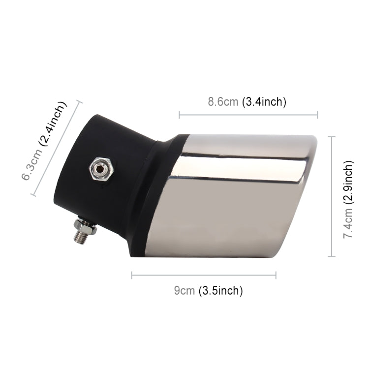 Universal Car Styling Stainless Steel Curved Bolt-on Exhaust Tail Muffler Tip Pipe with Mesh, Curved/Black, Curved with Mesh