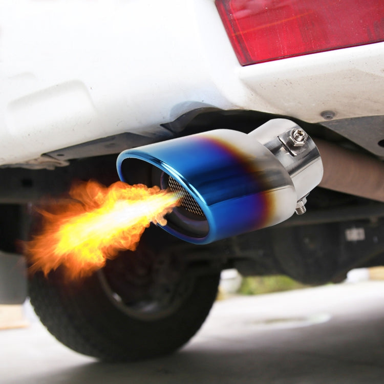 Universal Car Styling Stainless Steel Curved Bolt-on Exhaust Tail Muffler Tip Pipe with Mesh, Curved/Black, Curved with Mesh