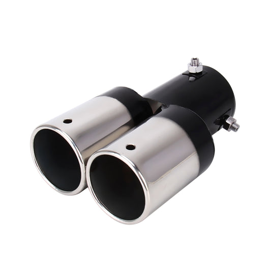 Universal Car Styling Stainless Steel Straight Double Outlets Exhaust Tail Muffler Tip Pipe, Straight Double