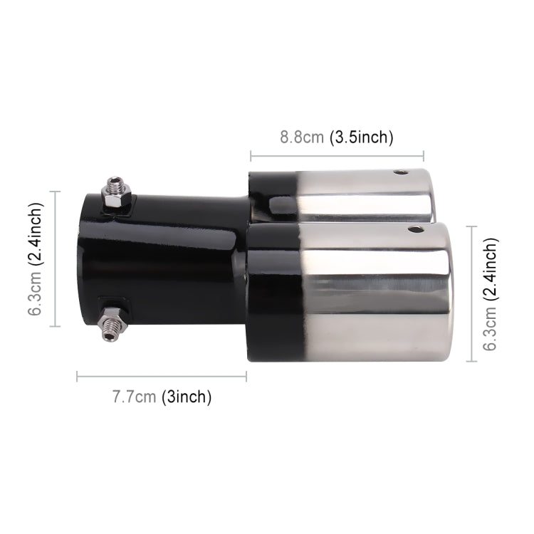 Universal Car Styling Stainless Steel Straight Double Outlets Exhaust Tail Muffler Tip Pipe, Straight Double