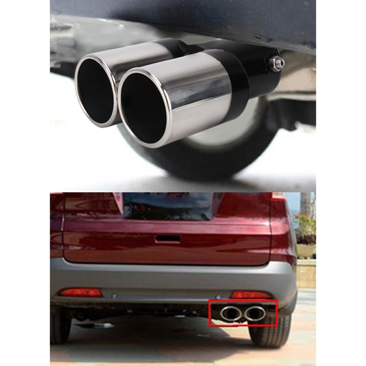 Universal Car Styling Stainless Steel Straight Double Outlets Exhaust Tail Muffler Tip Pipe, Straight Double