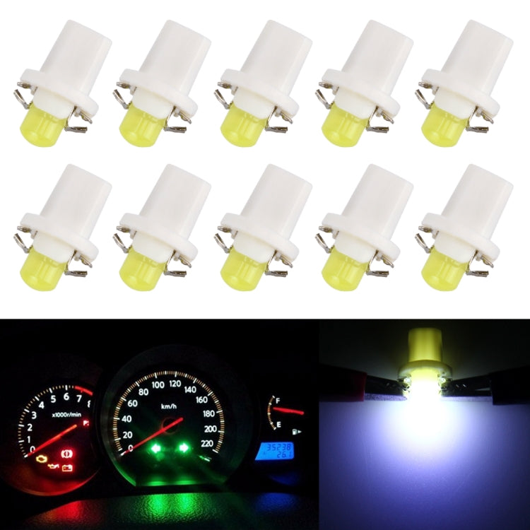 10 PCS 0.4W B8.5 Wedge Instrument Panel COB LED Light Dashboard Gauge Cluster Indicator Lamp Bulb, 0.4W B8.5