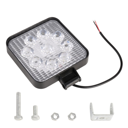 DC 10-30V 27W 2500LM 6000K Waterproof Vehicle Car Boat Marine External Work Lights Emergency Lights 60 Degrees Adjustable Flood Light LED Car Bulbs with 9 Intense Wafer LED Lights, Flood Light+27W