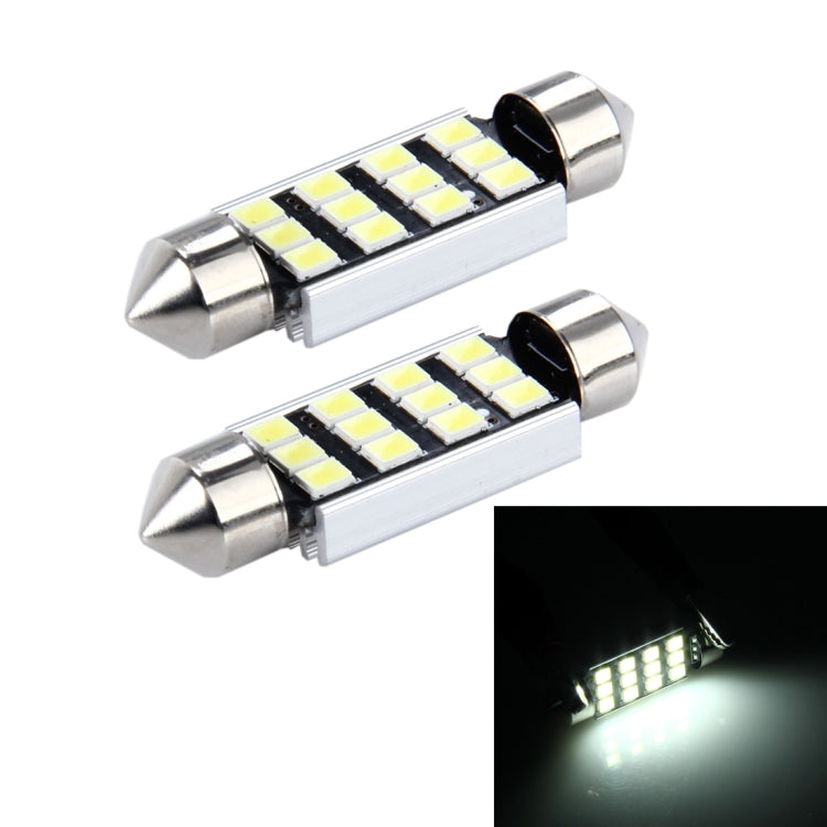 2 PCS 3.5W 250 LM 6000K 39MM 12 SMD-2835 LEDs Bicuspid Port Decoding Car Dome Lamp LED Reading Light, DC 12V, 39MM