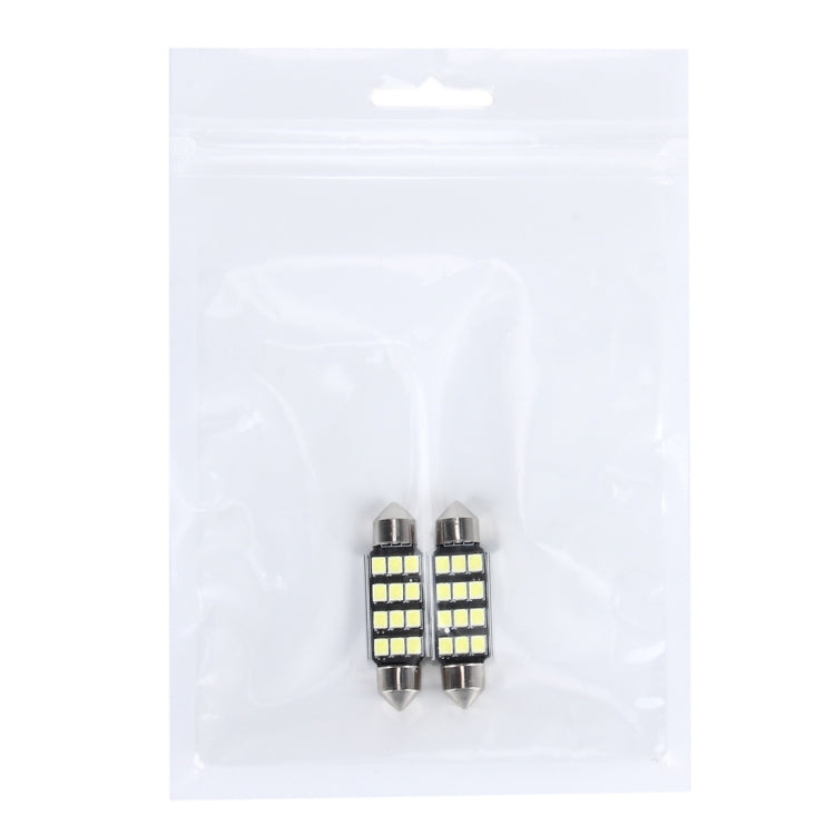2 PCS 3.5W 250 LM 6000K 39MM 12 SMD-2835 LEDs Bicuspid Port Decoding Car Dome Lamp LED Reading Light, DC 12V, 39MM